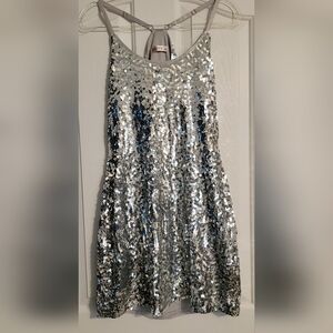 Maner Silver Sequin Party Dress